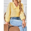 image:imageGORGLITTER Womens Peter Pan Collar Shirt Long Sleeve Blouses Dressy Casual Button Down Shirt Fall TrendyYellow