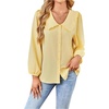 image:imageGORGLITTER Womens Peter Pan Collar Shirt Long Sleeve Blouses Dressy Casual Button Down Shirt Fall TrendyYellow
