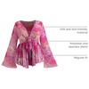 image:imageGORGLITTER Womens Plus Size Mesh Bell Sleeve Peplum Babydoll Top BlousePink