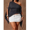image:imageGORGLITTER Womens Plus Size Off The Shoulder Sexy Tops Asymmetrical BlousePolka Dots