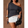 image:imageGORGLITTER Womens Plus Size Off The Shoulder Sexy Tops Asymmetrical BlousePolka Dots