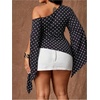 image:imageGORGLITTER Womens Plus Size Off The Shoulder Sexy Tops Asymmetrical BlousePolka Dots
