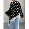 image:imageGORGLITTER Womens Plus Size Polka Dots Tops Lace Long Bell Sleeve Asymmetrical Dressy Going Out Shirts BlouseBlack and White