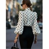 image:imageGORGLITTER Womens Polka Dots Blouse Bow Tie Neck Lantern 34 Sleeve Shirt Elegant Business Work Casual TopWhite and Black