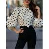 image:imageGORGLITTER Womens Polka Dots Blouse Bow Tie Neck Lantern 34 Sleeve Shirt Elegant Business Work Casual TopWhite and Black