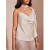 image:imageGORGLITTER Womens Satin Lace Top Silk Draped Cowl Neck Elegant CamisoleApricot