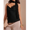 image:imageGORGLITTER Womens Satin Lace Top Silk Draped Cowl Neck Elegant CamisoleBlack
