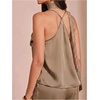 image:imageGORGLITTER Womens Satin Lace Top Silk Draped Cowl Neck Elegant CamisoleKhaki