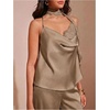 image:imageGORGLITTER Womens Satin Lace Top Silk Draped Cowl Neck Elegant CamisoleKhaki
