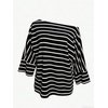 image:imageGORGLITTER Womens Striped Off The Shoulder Tops Asymmetrical Fall T ShirtsBlack Loose