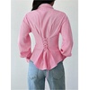 image:imageGORGLITTER Womens Striped Shirt Cinched Waist Top Dressy Casual OutfitsPink