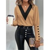 image:imageGORGLITTER Womens Work Outfits Long Sleeve Office Business Dressy BlouseKhaki