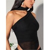 image:imageGORGLITTER Womens Y2k Mesh Scarf Top One Shoulder Sheer Blouse Night OutBlack