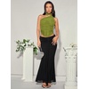 image:imageGORGLITTER Womens Y2k Mesh Scarf Top One Shoulder Sheer Blouse Night OutGreen