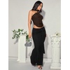 image:imageGORGLITTER Womens Y2k Mesh Scarf Top One Shoulder Sheer Blouse Night OutSolid Brown
