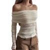 image:imageGORGLITTER Womens Lace Off The Shoulder Tops Cinched Waist Concert TopsBeige