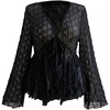 image:imageGORGLITTER Womens Plus Size Mesh Bell Sleeve Peplum Babydoll Top BlouseBlack