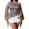 image:imageGORGLITTER Womens Plus Size Off The Shoulder Sexy Tops Asymmetrical BlouseLeopard Print