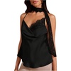 image:imageGORGLITTER Womens Satin Lace Top Silk Draped Cowl Neck Elegant CamisoleBlack