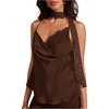 image:imageGORGLITTER Womens Satin Lace Top Silk Draped Cowl Neck Elegant CamisoleCoffee Brown