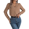 image:imageGORGLITTER Womens Work Outfits Long Sleeve Office Business Dressy BlouseSolid Khaki
