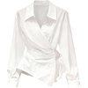 image:imageGORGLITTER Womens Wrap Ruched Top Blouses Dressy Business Casual OutfitsWhite