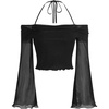 image:imageGORGLITTER Womens Y2k Off The Shoulder Bell Sleeve Top Cropped 90s BlousesBlack