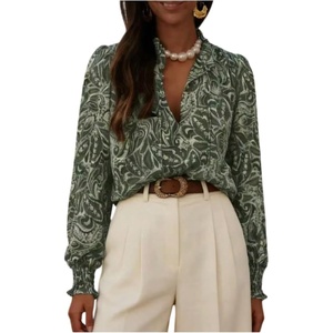 image:imageGORGLITTER Womens Western Cowgirl Top Boho Long Sleeve Blouse Shirt DressyGreen