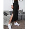 image:imageGORGLITTER Womens Split Ribbed Knit Bodycon Maxi Skirt High Waisted Side Slit Pencil Long Skirts Summer Trendy 2025