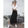 image:imageGORGLITTER Womens Split Ribbed Knit Bodycon Maxi Skirt High Waisted Side Slit Pencil Long Skirts Summer Trendy 2025