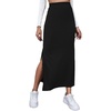 image:imageGORGLITTER Womens Split Ribbed Knit Bodycon Maxi Skirt High Waisted Side Slit Pencil Long Skirts Summer Trendy 2025