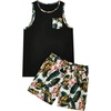 image:imageMens 2 Pieces Summer Set Front Pocket Sleeveless Tank Top and Elastic Waist Shorts Sets OutfitBlack