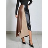 image:imageGORGLITTER Womens Leather Maxi Skirts Y2k High Waisted Asymmetrical SkirtBlack Beige Brown
