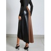 image:imageGORGLITTER Womens Leather Maxi Skirts Y2k High Waisted Asymmetrical SkirtBlack Beige Brown