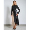 image:imageGORGLITTER Womens Leather Maxi Skirts Y2k High Waisted Asymmetrical SkirtBlack Beige Brown