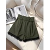 image:imageGORGLITTER Womens Pleated Lace Dress Shorts Formal Dressy Work TailoredArmy Green