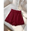 image:imageGORGLITTER Womens Pleated Lace Dress Shorts Formal Dressy Work TailoredBurgundy