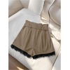 image:imageGORGLITTER Womens Pleated Lace Dress Shorts Formal Dressy Work TailoredCoffee Brown
