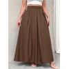 image:imageGORGLITTER Womens Plus Size Maxi Skirt Pleated High Waisted Long SkirtsKhaki