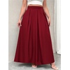 image:imageGORGLITTER Womens Plus Size Maxi Skirt Pleated High Waisted Long SkirtsRed