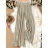 image:imageGORGLITTER Womens Silk Satin Flowy Pants Dressy Pleated Palazzo Pants FallBeige