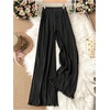 image:imageGORGLITTER Womens Silk Satin Flowy Pants Dressy Pleated Palazzo Pants FallBlack Pleated
