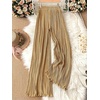 image:imageGORGLITTER Womens Silk Satin Flowy Pants Dressy Pleated Palazzo Pants FallGold