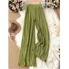 image:imageGORGLITTER Womens Silk Satin Flowy Pants Dressy Pleated Palazzo Pants FallMint Green