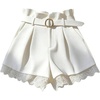 image:imageGORGLITTER Womens Pleated Lace Dress Shorts Formal Dressy Work TailoredWhite