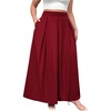image:imageGORGLITTER Womens Plus Size Maxi Skirt Pleated High Waisted Long SkirtsRed