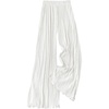 image:imageGORGLITTER Womens Silk Satin Flowy Pants Dressy Pleated Palazzo Pants FallWhite