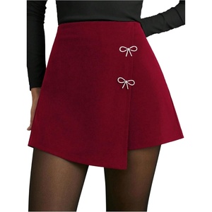 image:imageGORGLITTER Womens Asymmetrical Wrap Mini Skort Y2K Concert Festival SkirtsSolid Burgundy