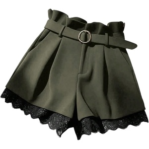 image:imageGORGLITTER Womens Pleated Lace Dress Shorts Formal Dressy Work TailoredArmy Green
