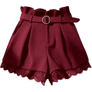 image:imageGORGLITTER Womens Pleated Lace Dress Shorts Formal Dressy Work TailoredBurgundy